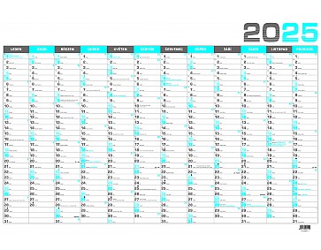 Nástěnný kalendář 2025 - nástěnný roční modrý 