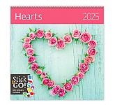 Nástěnný poznámkový kalendář 2025 Kalendář Hearts